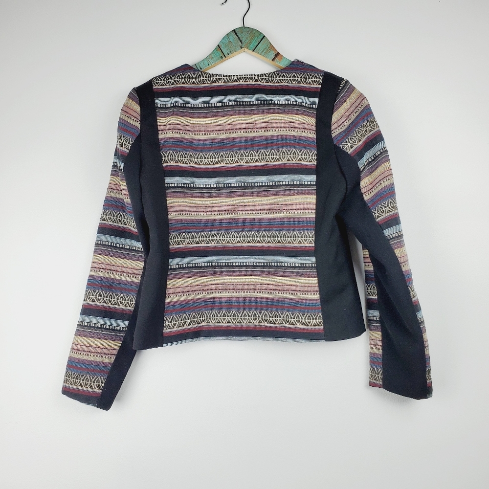 H&M Full ZIp Blazer Multi-Color Deco Lines Sz 6 - Picture 6 of 7